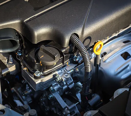A close-up shot of a new car engine